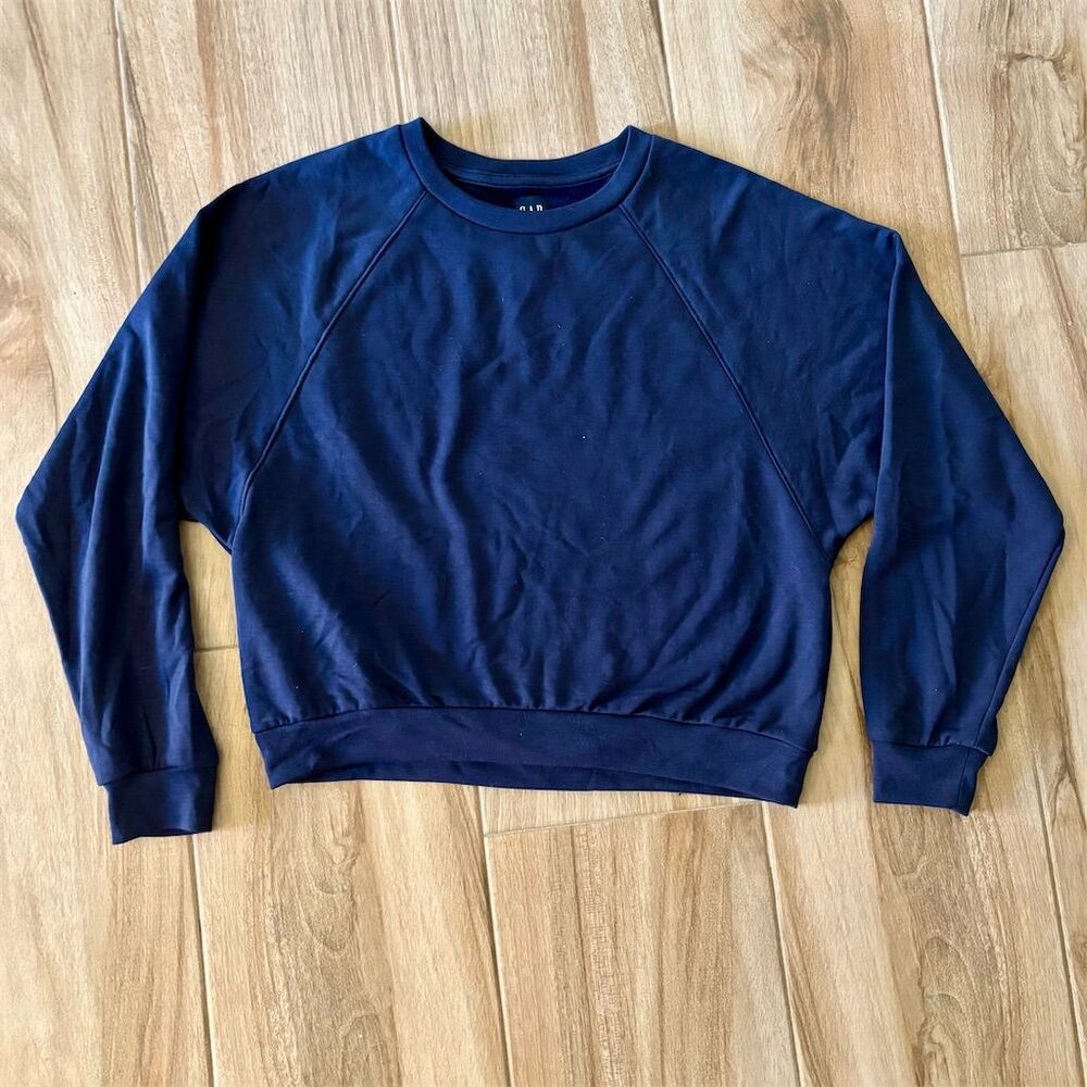 GAP Women's Small Blue Crew Neck Pullover Sweatshirt Long Sleeve Casual